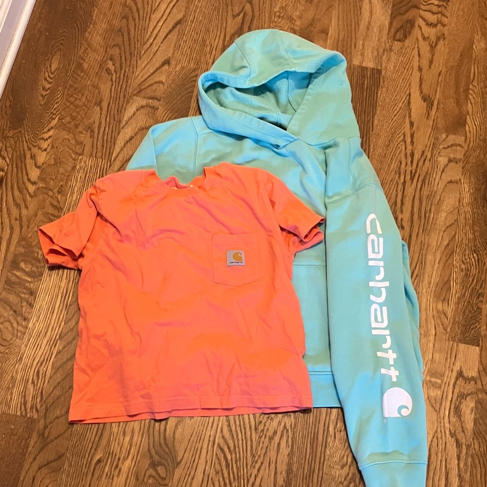 Carhartt Kids Orange T-Shirt and Blue Hoodie Set